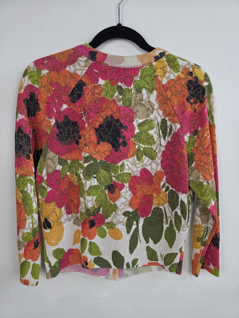 St John Couture Floral Sequin Button-Front Women's Sweater Size M - Picture 4 of 5